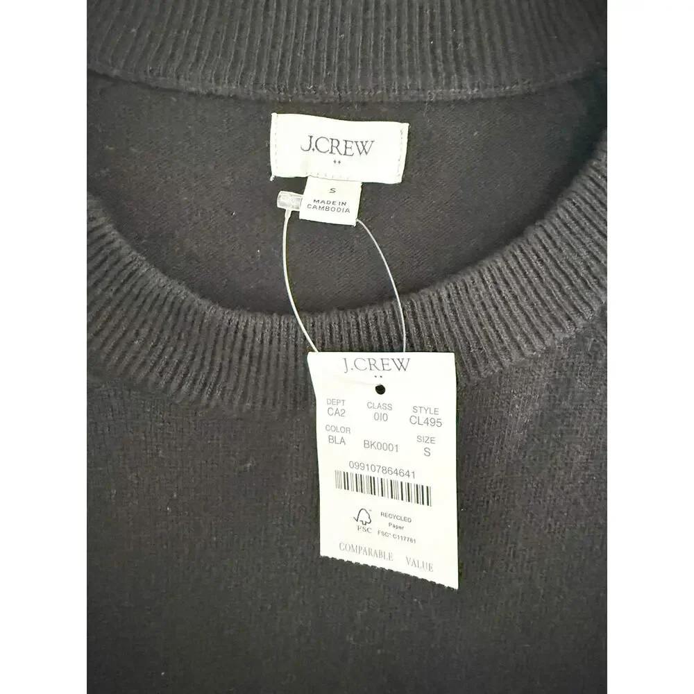 J.Crew Factory | NWT Wool Blend Boyfriend Sweater Black Relaxed | Sz S